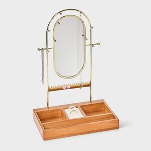A New Day Oval Mirror Jewelry Organizer – Gold/Brown